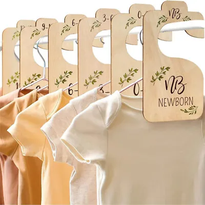 8Pcs Wooden Baby Closet Dividers For Clothes Organizer From Newborn To 24 Months • £6.55