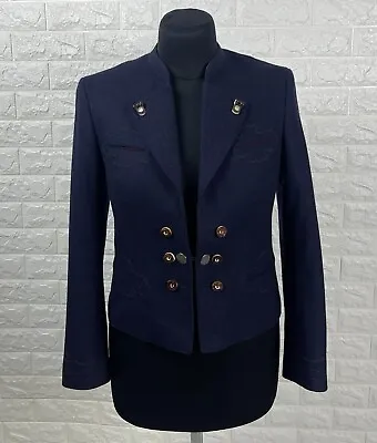 Women's Orig Dachstein Austrian Trachten Tyrol Loden Jacket Blazer Navy Blue 38 • $59.90