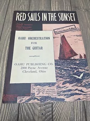 Vtg Red Sails In The Sunset Oahu Hawaiian Guitar Sheet Music 1935 • $14.99