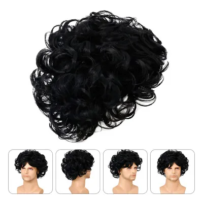 Men Curly Wig Short Layered Hair Wig Men Wig Realistic Mens Wigs • £14.19