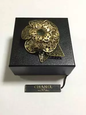 Chanel 01A Vintage Brooch Coco Mark Grippore Stone Gold Camellia Flower #935 • $3166.25