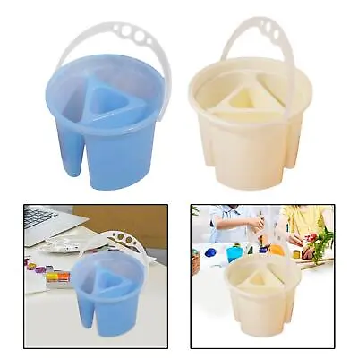 Paint Brush Wash Bucket 4 Grids Artist Brushes Cleaning Bucket With Brush Holder • £7.98
