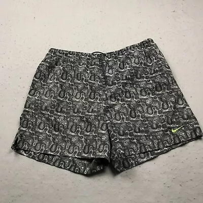 VINTAGE Nike Shorts Mens Medium Gray Abstract Loud Paisley Drawstring Summer 90s • $39.99