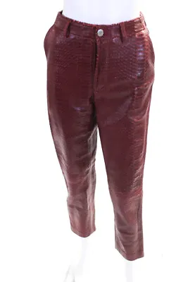 Giambattista Valli For H&M Womens Red Leather Snakeskin Print Pants Size 0 • $76.87