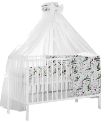 Baby Canopy Drape Mosquito Net With Ribbon ONLY COTBED/ COT Garden Flowers • £28.99