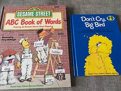 Vintage Sesame Street Hardcover Book Lot- ABC Book Of Words & Don’t Cry Big Bird • $10