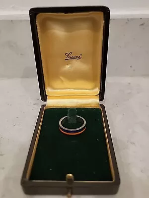 RARE Vintage Gucci Italy Sterling Silver 925 Blue Orange Enamel Ring Size 8.25 • $9.99