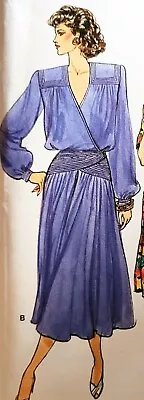 Vogue 9517 Yoked Dress Gown Draped Wrap BoHo Retro Misses 10 Pattern • $14