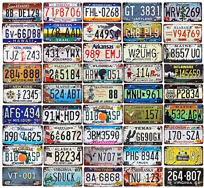 Retro Vintage Assorted Us States Number Tags Embossed License Plates Lot Of 10/1 • $87.99
