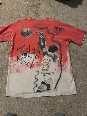 Vintage 90's Michael Jordan Chicago Bulls T Shirt All Over Print  XL • $62