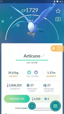 $7.99 • Buy ✨Pokémon Go Articuno Trade✨ Same Day Trade Or 30-day Friendship. ✨