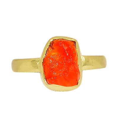 18K Gold Vermeil Natural Mexican Opal Rough Ring Jewelry S.8 CR29654 • $16.99