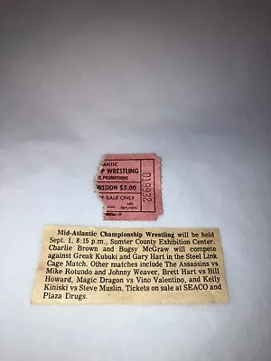 Original 1980's NWA Mid-Atlantic Wrestling Ticket Stub W/ Newspaper Clipping WWE • $29.99