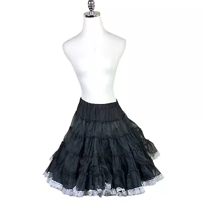 Vintage Great American Square Dance Co Petticoat Crinoline Black Double Layer S • $79.63