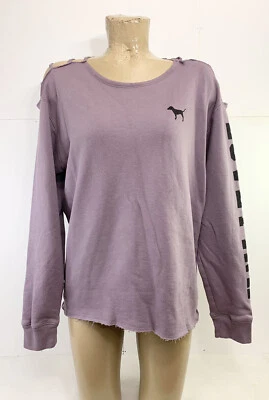 $0.99 • Buy Victoria’s Secret PINK Sweatshirt M Medium 22  Long Sleeve Purple Open Shoulders