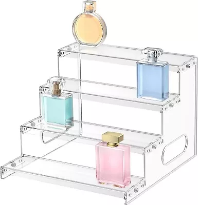 Perfume Organiser Acrylic Risers Display Stand 4 Tiered Display Shelf Rack • £11.10