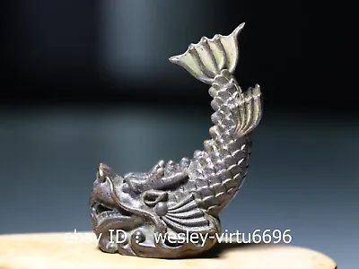 China Dynasty Folk Old Antique Red Copper Dragon The Ninth Son Chiwen Chi Wen 螭吻 • $20.24