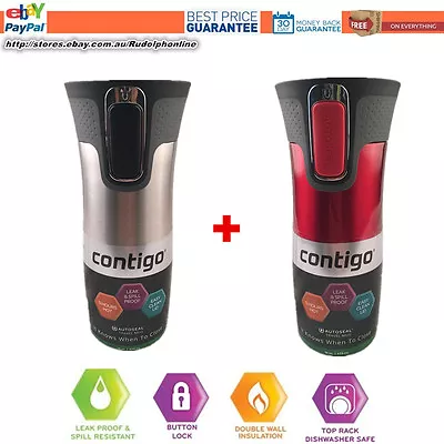 2X Contigo Autoseal Travel Mug Thermos Coffee Insulated Water Bottle Insulated • $69.99