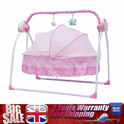 USB Electric Baby Crib Shaker Cradle Swing Sleep Bed Rocking Chair W/Music&Toys • £74.10