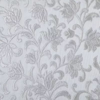 Luxury Silver Grey Embossed Print Floral Leaves Damask Pvc Vinyl Table Cloth • £4.25