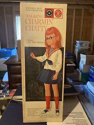 Talking Charmin’ Chatty Doll Vintage In Box!  Mattel With Glasses Empty Records • $149.99