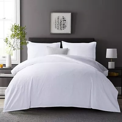 Matelasse Duvet Cover Set 100% Cotton Pre-Washed Soft & Cozy Woven Jacqua... • $153.74