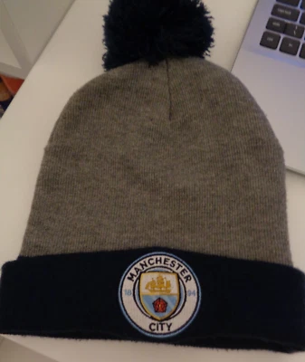 £5 • Buy Manchester City FC Beanie Bobble Hat Adult One Size Grey Navy Official Product