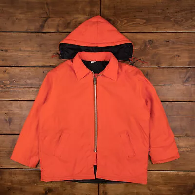 Vintage Workwear Jacket XL 80s Quilt Lined USA Made Orange Zip • £54.99