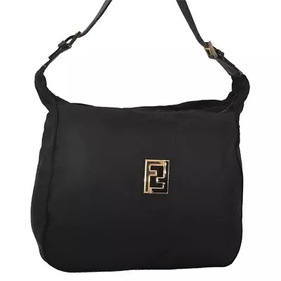 Authentic FENDI Vintage Shoulder Tote Bag Nylon Leather Black 8677I • $26