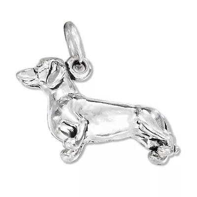 Dachshund Wiener Dog Doxie Doxen 3D 925 Solid Sterling Silver Charm MADE IN USA • $21.95