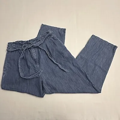 J CREW Paper Bag Pant Womens 6 Chambray Blue Lightweight Denim Jeans Hemp Ankle • $11.88