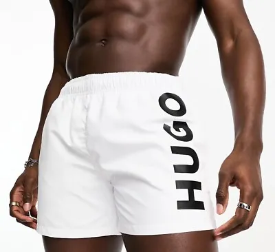 New $105 HUGO BOSS Abas Swim Shorts White Size L Swim Trunks Authentic With Tags • $69.99