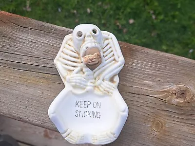 Vintage 1950's Skeleton Still Nagging Ashtray Rattler / Nodder Moving Jaw Bone • $45.98