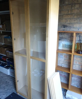 $80 • Buy IKEA Billy Bookcase Brown Stained Ash 202cm Tall With Glass Doors