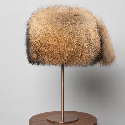Men's Real Fox Fur Hat Russian Ushanka Cossack Mongolia Hat Winter Warm Ski Cap  • $62