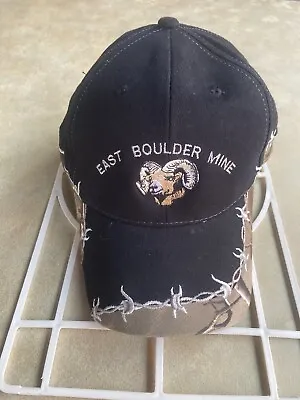 EAST BOULDER MINE Mc Leod MT Strapback Cap Black Trucker Hat Embroidered Bill • $12