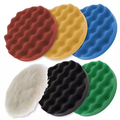 Buffing & Polishing Pad Kit With 6 - 6.5  Grip Pads; 5 Waffle Foam & 1 Wool DA • $32.99