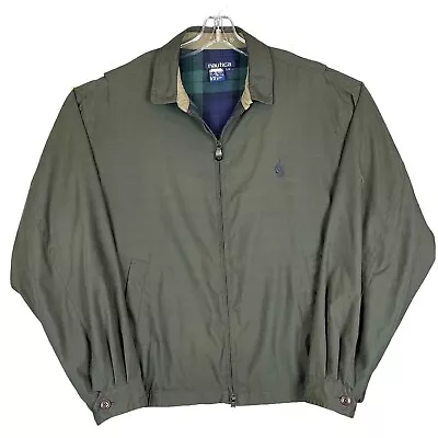 Vintage Nautica Windbreaker Jacket Men’s L Olive Green Lined Full Zip Hong Kong • $39.88