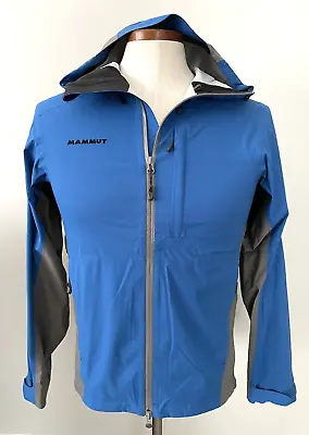 Mammut Dry Tech Premium Sz S Mens Full Zip Hooded Waterproof Jacket Blue • $70.99