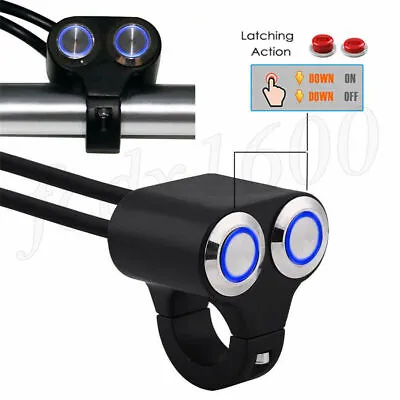 Universal 1  CNC Motorcycle Dual LED Switch Manual On+Off For Head Fog Light 1x • $24.26