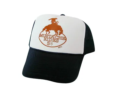 Mustache Rides Trucker Hat Mesh Hat Snapback Hat Black New • $18.94