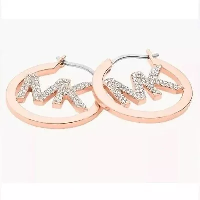 Authentic Michael Kors Rosegold Tone Hope Earrings W/mk Pave Logo. New $139.00 • $29.99