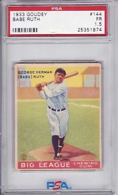 1933 Goudey Babe Ruth #144 PSA 1.5 Yankees • $10100