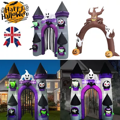 Giant Tall Halloween Ghost Castle Inflatable Arch Blow Up LED Outdoor Decoration • £42.95