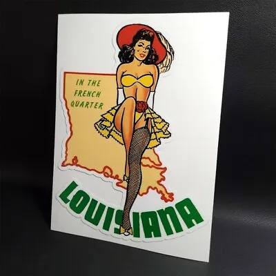 Louisiana Vintage Style Travel Decal Pinup Girl Vinyl Sticker Pin-Up • $4.69