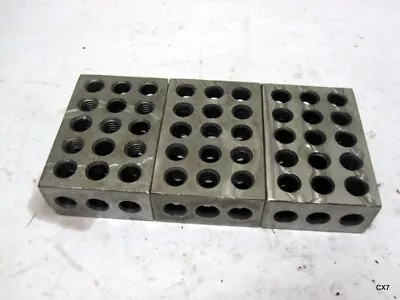 Set Of 3 1-2-3 123 BLOCK Set Precision Matched Milling Blocks 23 Holes • $28.45