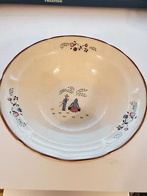 Vintage Newcor Stoneware Thailand OUR COUNTRY Pattern 7.5” Cereal Soup Bowl 1986 • $10