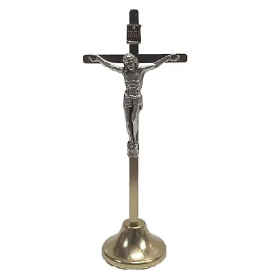 Gold Tone Standing CRUCIFIX With Silver Tone Corpus Made In SA Italy - 4  Tall • $12.99