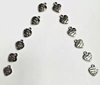 12X 10mm 'MADE WITH LOVE' Metal Hearts Charms Findings Mini Craft Handmade Gifts • £2.24