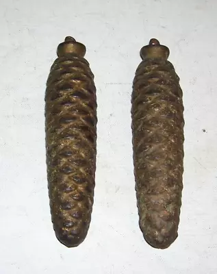 Large Pair Of Vintage Cuckoo Clock Pinecone Weights 6.5  2 Lb. Each • $25.55